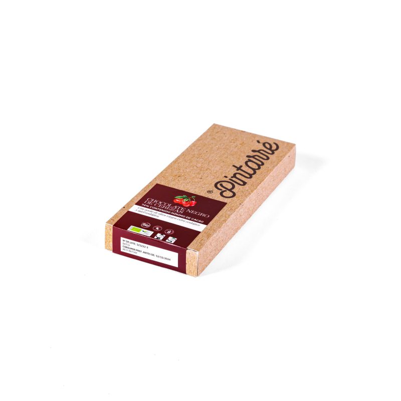 Chocolate negro 75% de cerezas con aceite de oliva virgen extra y miel bio