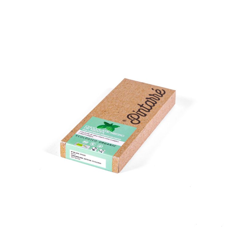 Chocolate negro 75% de menta con aceite de oliva virgen extra y miel bio sin gluten y sin lactosa