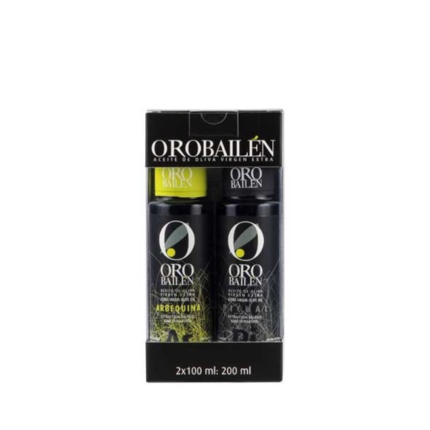 Estuche regalo AOVE Picual & Arbequina Oro Bailén. Caja de 12 estuches con botellas de 100ml