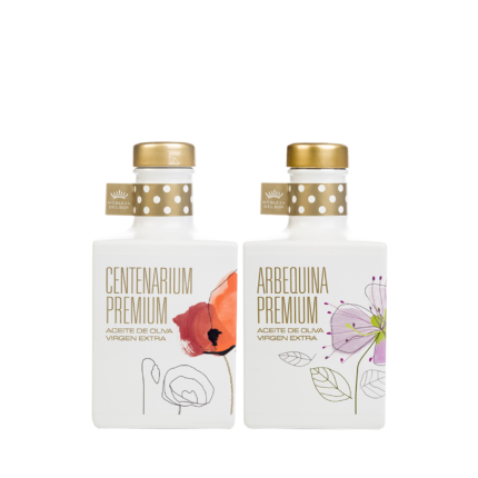 Frasca de aceite Centenarium Premium de picual o arbequina de 350 ml.