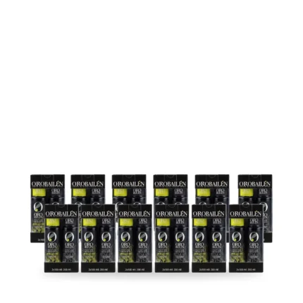 Estuche regalo AOVE Picual & Arbequina Oro Bailén. Caja de 12 estuches con botellas de 100ml